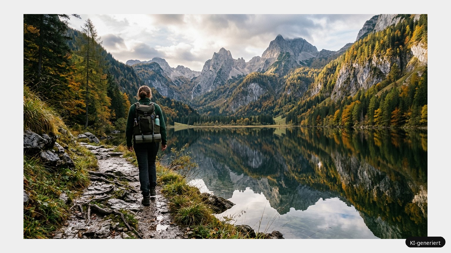 Berge, die im Wasser träumen: Wo sich Himmel und Erde berühren (KI)