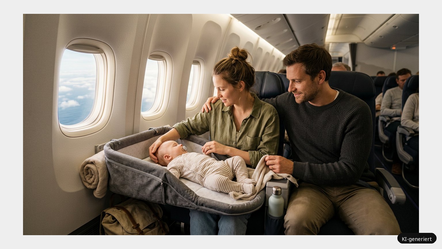 Der stressfreie Flug mit Baby (KI)