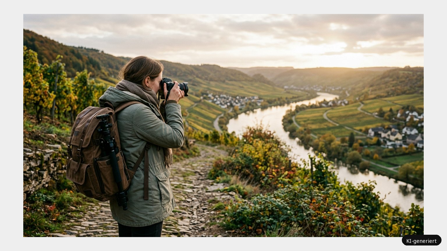 Mit dem Fotorucksack Augenblicke festhalten (KI)