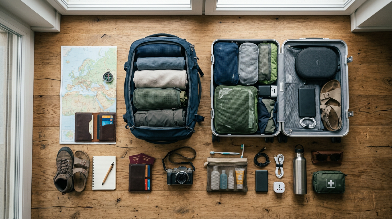 Packliste Fernreise: Tipps für die Reisevorbereitung – KI-generiertes Bild