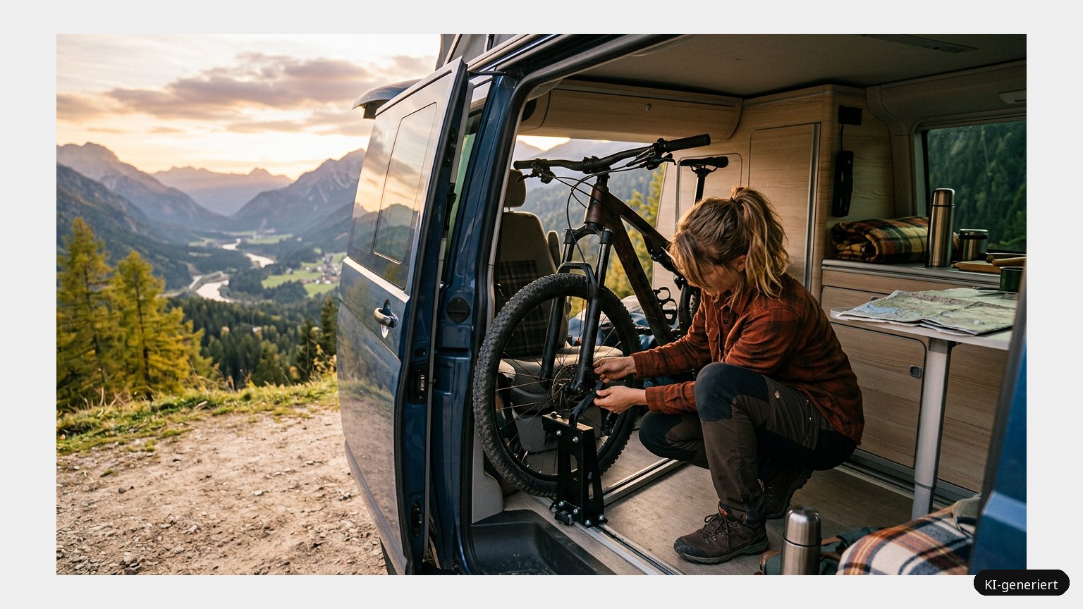 Van Biker – Innenraum Fahrradträger für Radtransport im Auto (KI)