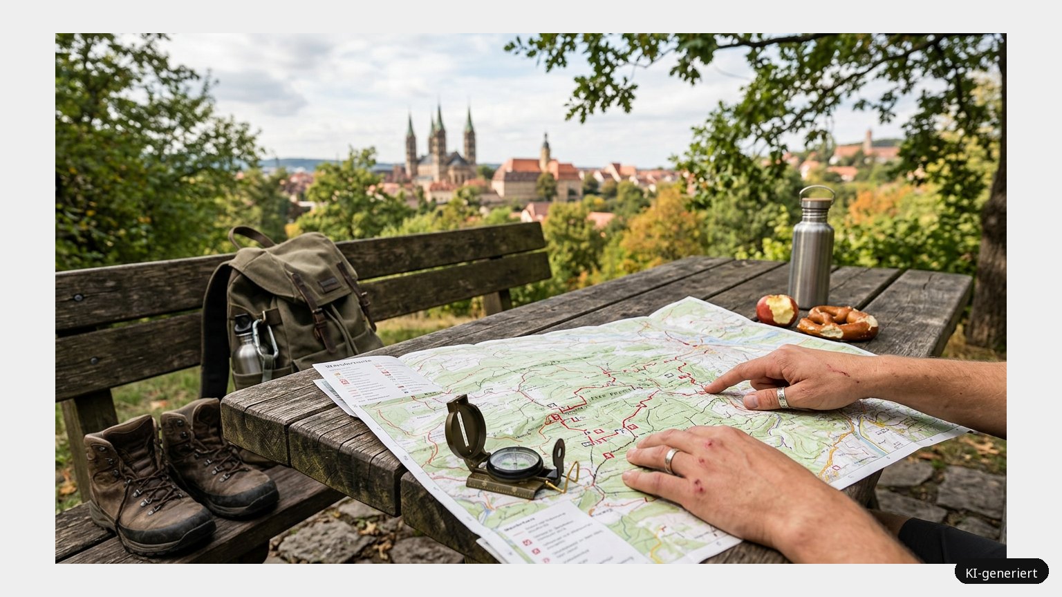 Wanderkarte Bamberg – Ein vielfältiger Urlaubsort im Norden Bayerns (KI)