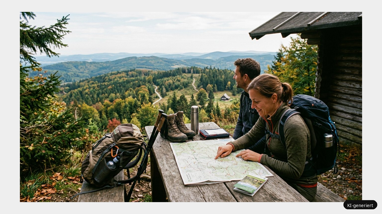 Wanderkarte bayrischer Wald  – Genieße die wunderschöne Atmosphäre im bayrischen Wald (KI)