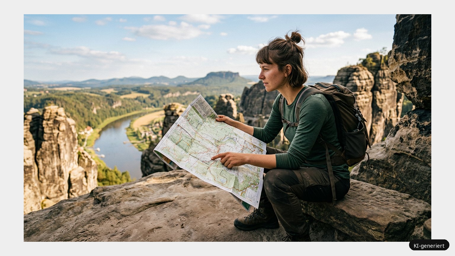 Wanderkarte Elbsandsteingebirge – Genieße deinen Urlaub (KI)