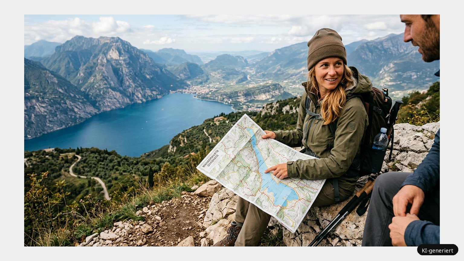 Wanderkarte Gardasee – Genieße die wunderschöne Atmosphäre am Gardasee (KI)