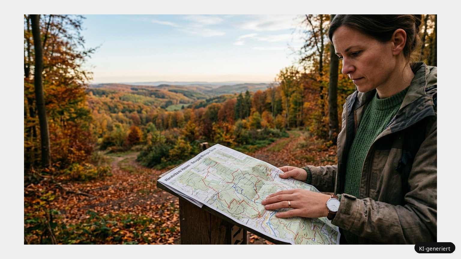 Wanderkarte Hessen – Das Wanderglück von Deutschland (KI)