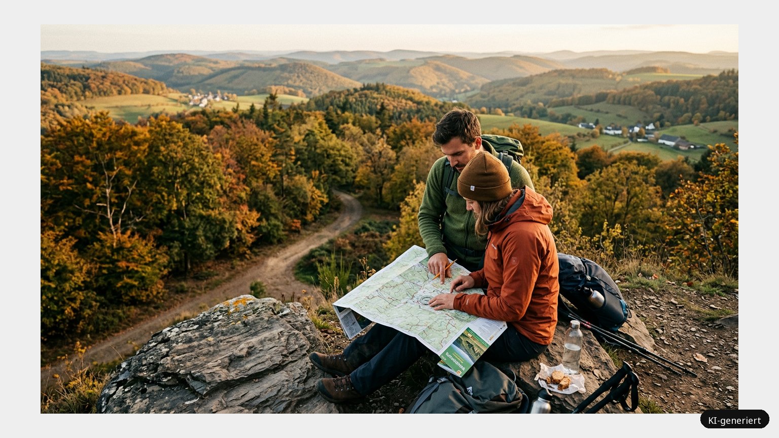 Wanderkarte Hunsrück – Genieße die wunderschöne Atmosphäre in Hunsrück (KI)