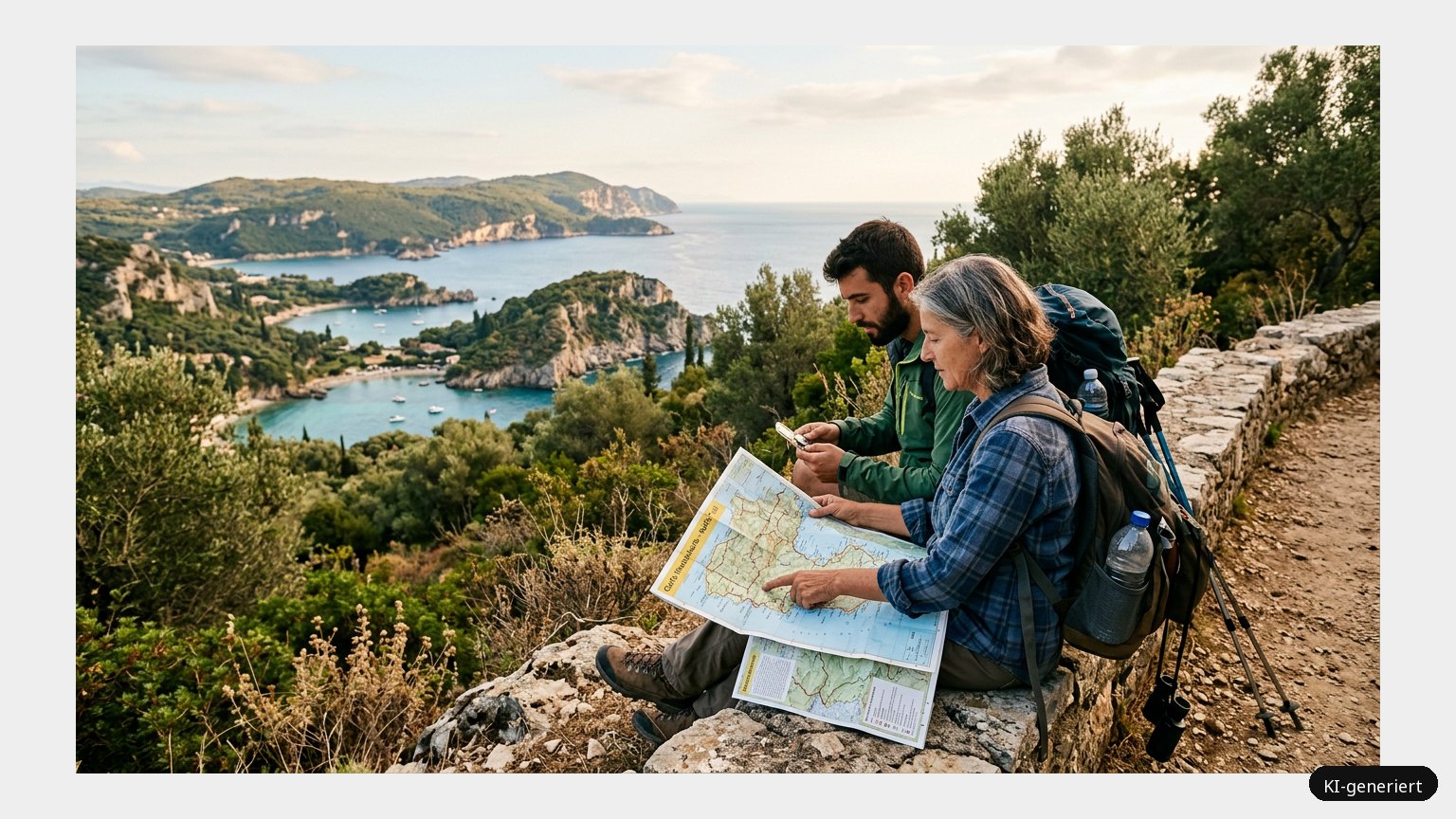 Wanderkarte Korfu – Ein griechisches Paradies (KI)