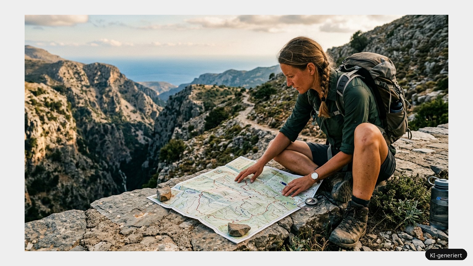 Wanderkarte Kreta – Tauche ein in die Geschichte der dunklen Mythen der griechischen Vergangenheit (KI)