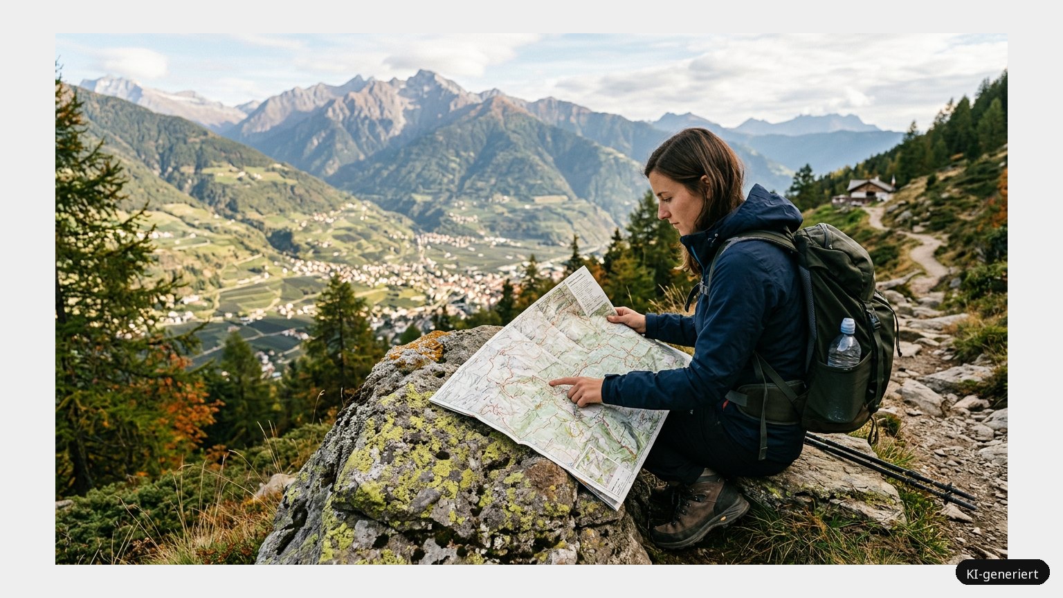 Wanderkarte Meran – Entdecke eine atemberaubende Provinz (KI)
