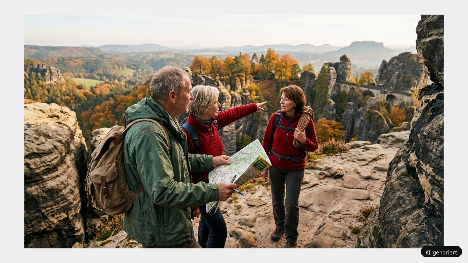 Wanderkarte sächsische Schweiz. Hier lässt es sich gut wandern! (KI)
