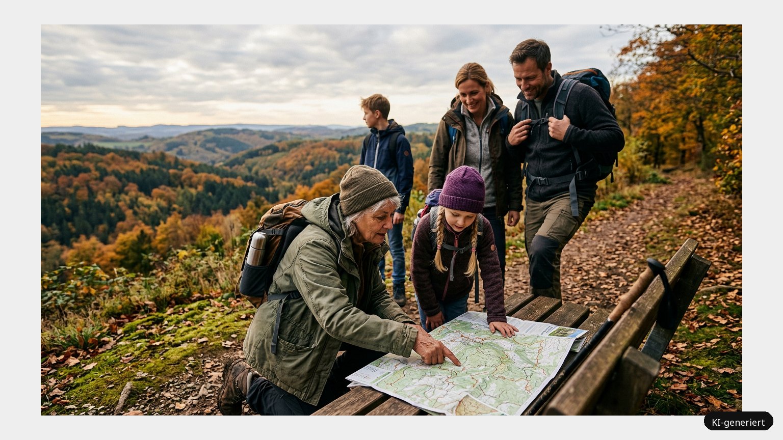 Wanderkarte Sauerland – Genieße die wunderschöne Zeit mit der ganzen Familie (KI)