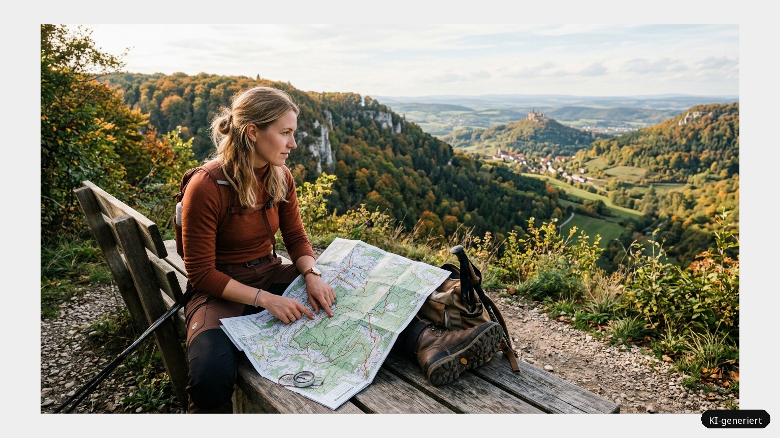 Wanderkarte Schwäbische Alb – Genieße die wunderschöne Atmosphäre im Schwabenland (KI)