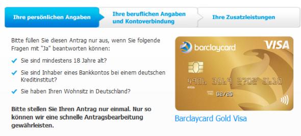 Die Gold Visa von Barclaycard beantragen